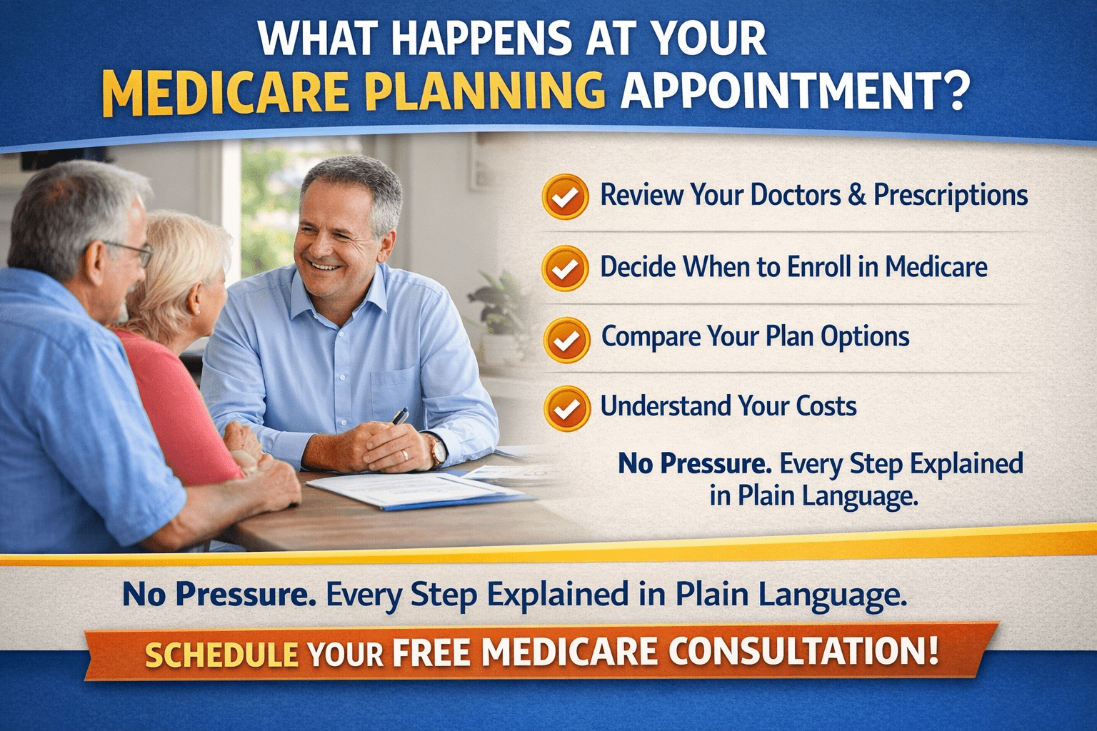 Medicare planning appointment in New Braunfels Texas showing what to expect when meeting with a local Medicare agent